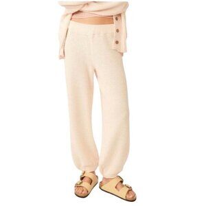 Free People Beach Hailee Crochet Knit Pants S Cream Cotton Blend textured athlei
